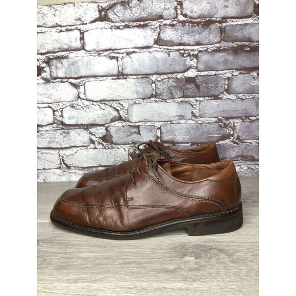 Ecco Vibram Gumlite Brown Leather Square Toe Oxfords Dress Shoes Men Sz 45EU/12M